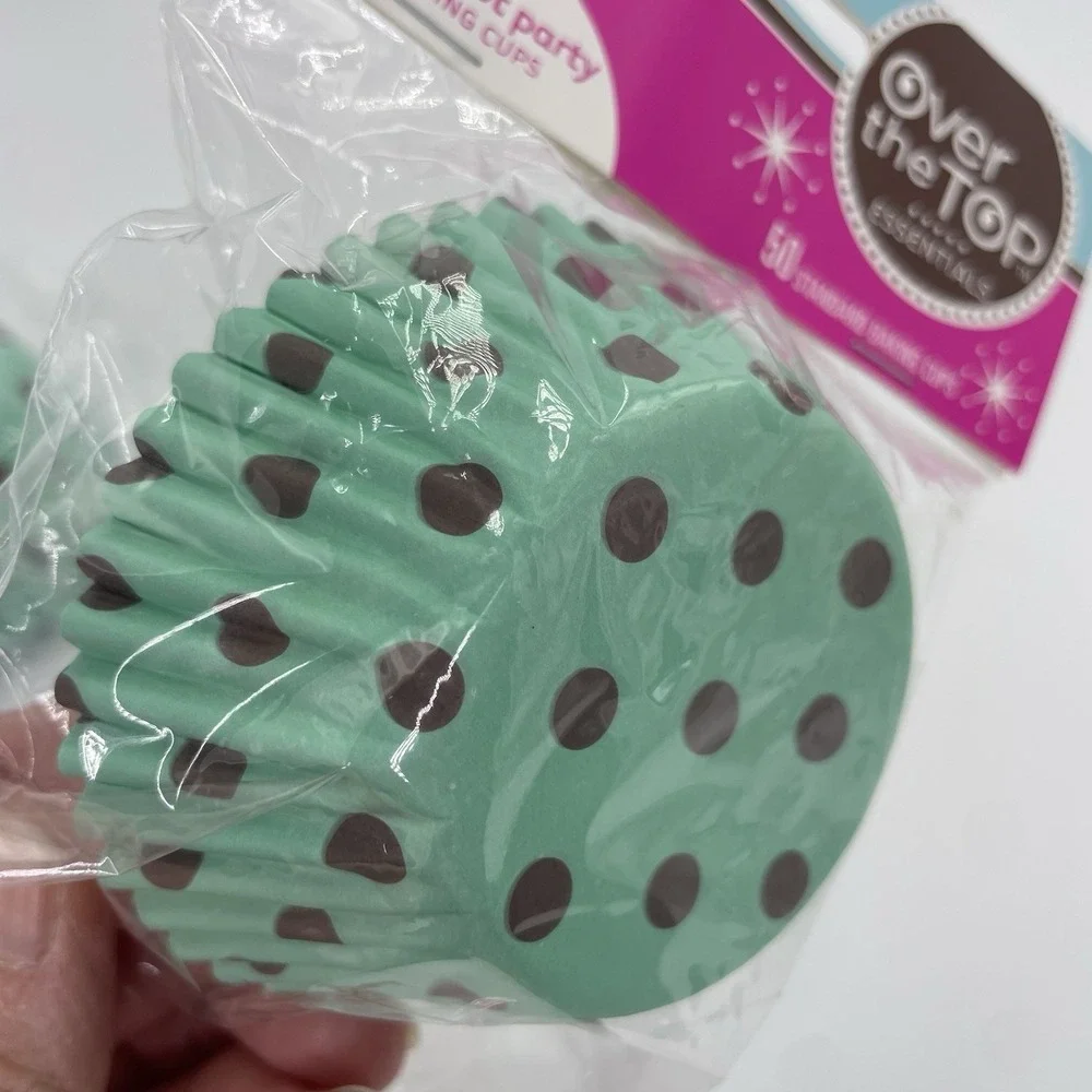 Aqua Polka Dot Classic Cupcake Liners, 100 count Baking Cups (2) X 50 Count